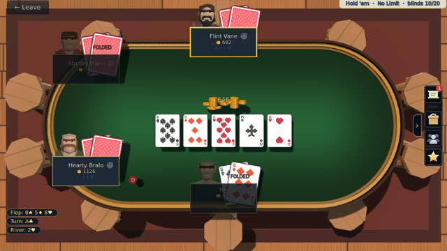 Poker: the inn's parlor table with islanders seated round it and cards dealt